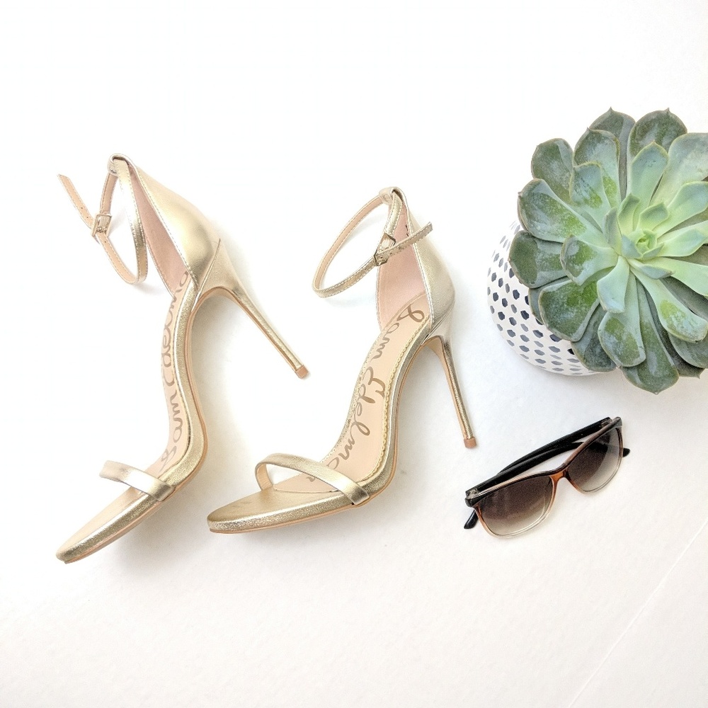 Sam Edelman Ariella Gold Ankle Strap Sandals - Picture 5 of 8